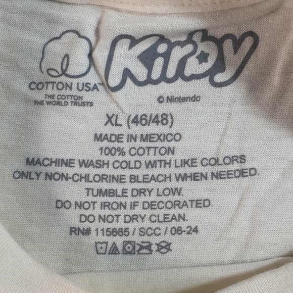 Kirby tshirt Adult XL Short Sleeve Cream 100% Cotton - Picture 3 of 4
